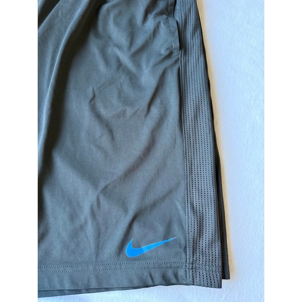 Nike Dri Fit Shorts Men L Gray Blue Vented Mesh Training Drawstring Breathable - Picture 4 of 16